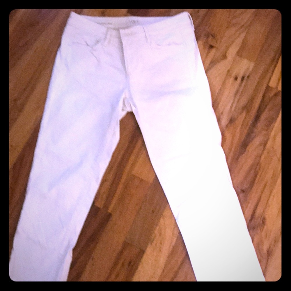 LOFT 4P Off White Denim Cuffed Crop